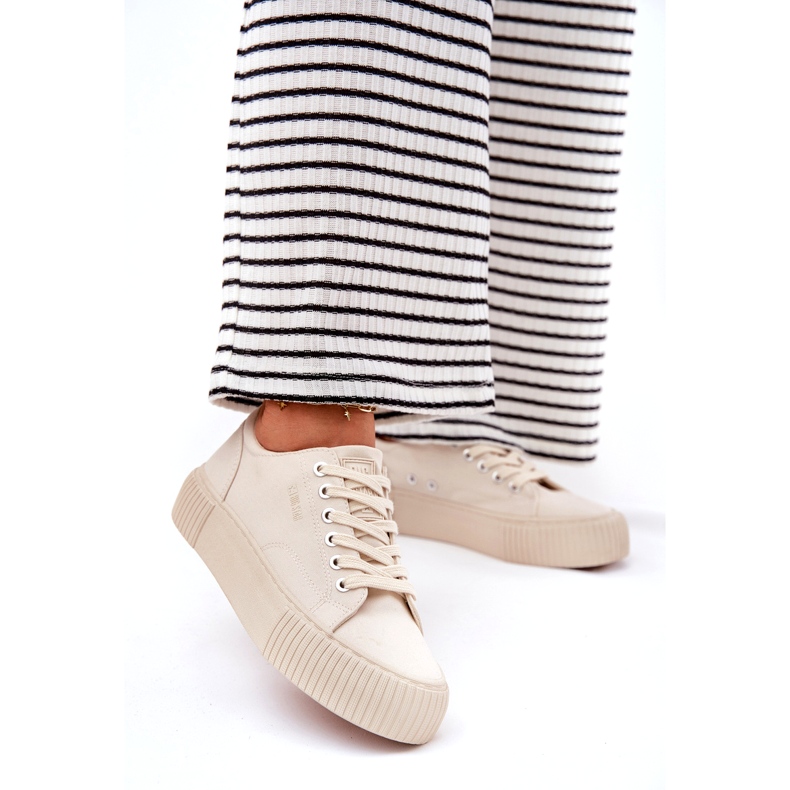 Naisten materiaalien lenkkarit Big Star RR274407 beige 4