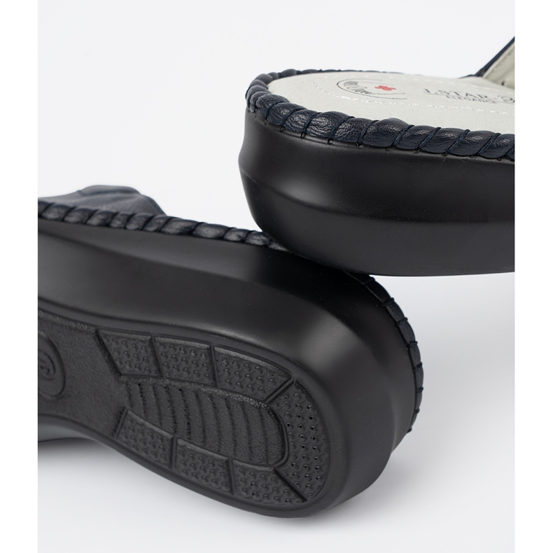 Naisten tossut, joissa on nahkainen merivoimien sininen 2