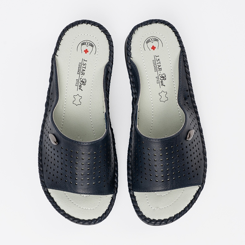 Navy Naisten Flip Flops kanssa nahka sininen 2