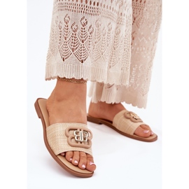 Litteät naisten flopsit koristeellisilla yksityiskohdilla beige 2