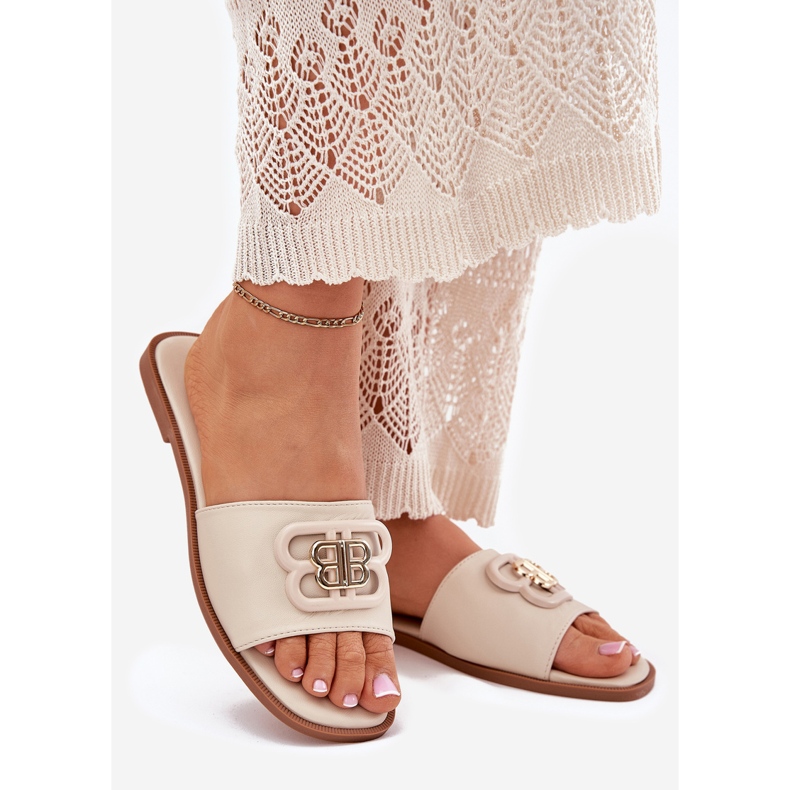 Litteät naisten flopsit koristeellisilla yksityiskohdilla beige 1