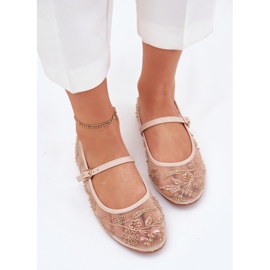 Mesh Ballerinas kirjonta- ja beige -sisustus 4