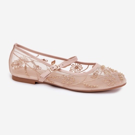 Mesh Ballerinas kirjonta- ja beige -sisustus 8