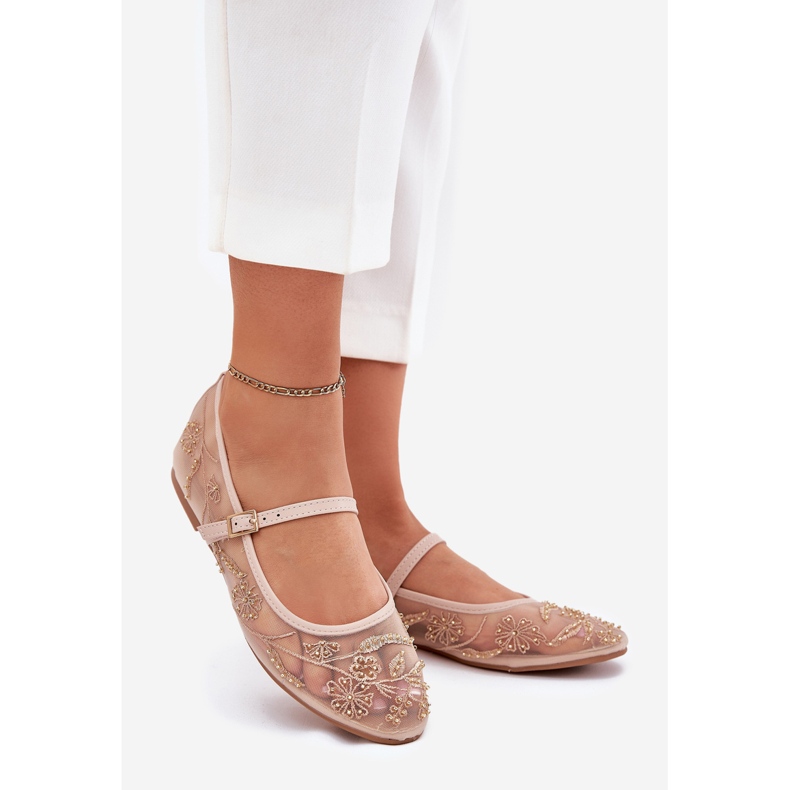 Mesh Ballerinas kirjonta- ja beige -sisustus 1