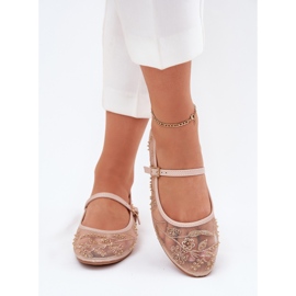 Mesh Ballerinas kirjonta- ja beige -sisustus 3