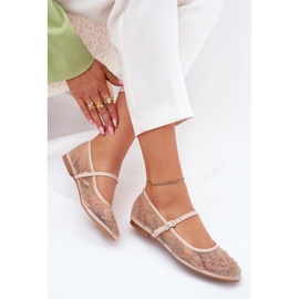 Mesh Ballerinas kirjonta- ja beige -sisustus 5
