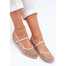 Mesh Ballerinas kirjonta- ja beige -sisustus 6