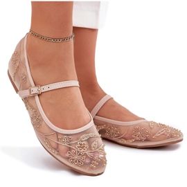 Mesh Ballerinas kirjonta- ja beige -sisustus 9