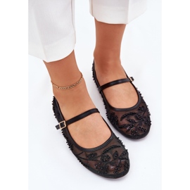 Mesh Ballerinas kirjontalla ja mustalla sisustuksella 5
