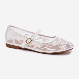 Boto Mesh Ballerinas kirjontalla ja valkoisella sisustuksella valkoinen 4