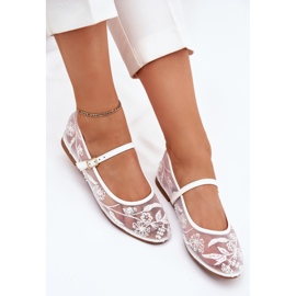 Boto Mesh Ballerinas kirjontalla ja valkoisella sisustuksella valkoinen 8