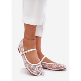 Boto Mesh Ballerinas kirjontalla ja valkoisella sisustuksella valkoinen 1