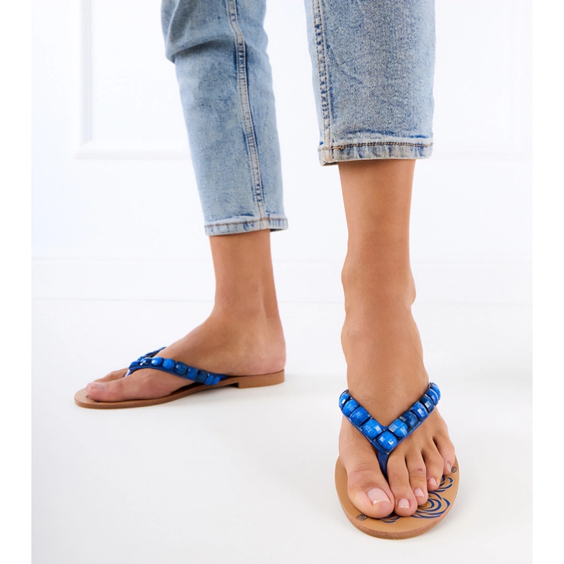 Blue Flip Flops, joka on koristeltu kivillä sininen 1