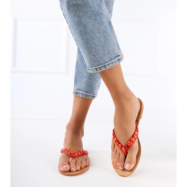 Oranssi flip -Flops Flip -Flops, koristeltu kivillä 1