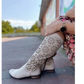 Olivier Naisten kevyt beige Openwork -nahkakengät 2