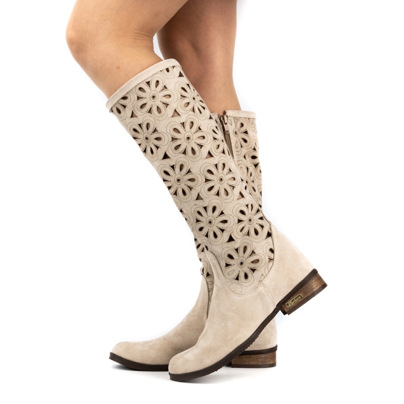 Olivier Naisten kevyt beige Openwork -nahkakengät 3