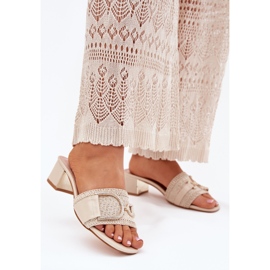 Naisten korkokengät koristeellisella yksityiskohdilla beige 2