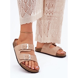 Naisten flip flops Cork -alustalla beige -soljet 2