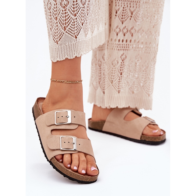 Naisten flip flops Cork -alustalla beige -soljet 2