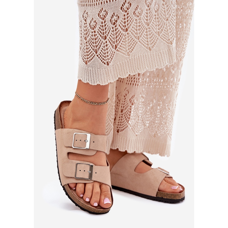 Naisten flip flops Cork -alustalla beige -soljet 1