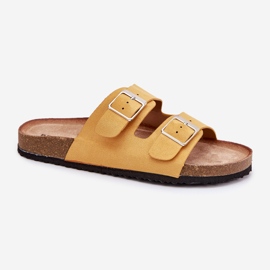 Naisten flip flops korkkilavalla, keltaiset kiinnittimet keltainen 4