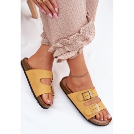 Naisten flip flops korkkilavalla, keltaiset kiinnittimet keltainen 7