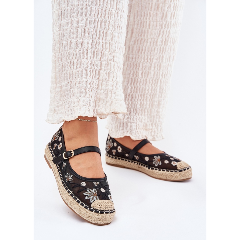 Mesh espadrilles kirjontalla mustalla alustalla 2