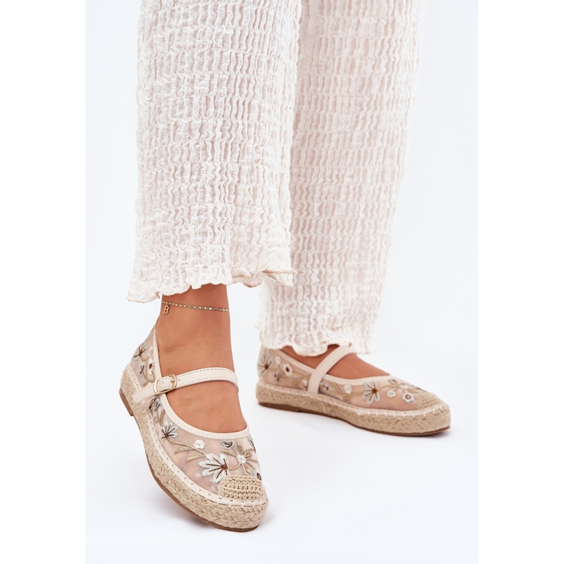 Mesh espadrilles kirjontalla beige -alustalla 2