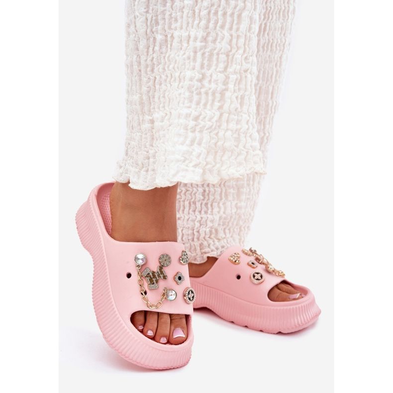 Naisten vaahto kääntölehdet kultaisilla nastailla vaaleanpunainen 1