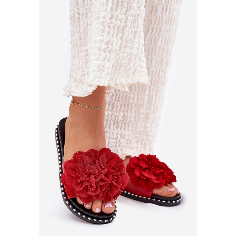 Naisten flip flops materiaalikukkia punainen 1