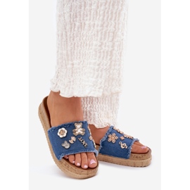 Naisten flip flops, jossa on kultaiset nastat laiturin laivastonsinisellä sininen 1