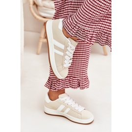 Naisten lenkkarit urheilukengät, joissa on ekologinen nahka beige 2