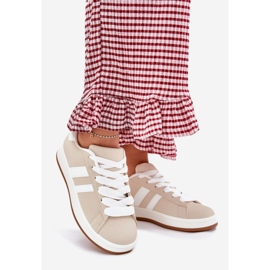 Naisten lenkkarit urheilukengät, joissa on ekologinen nahka beige 1