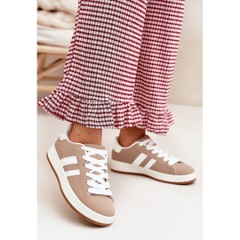 Naisten lenkkarit urheilukengät, joissa on ekologinen nahka tumma näky beige 2