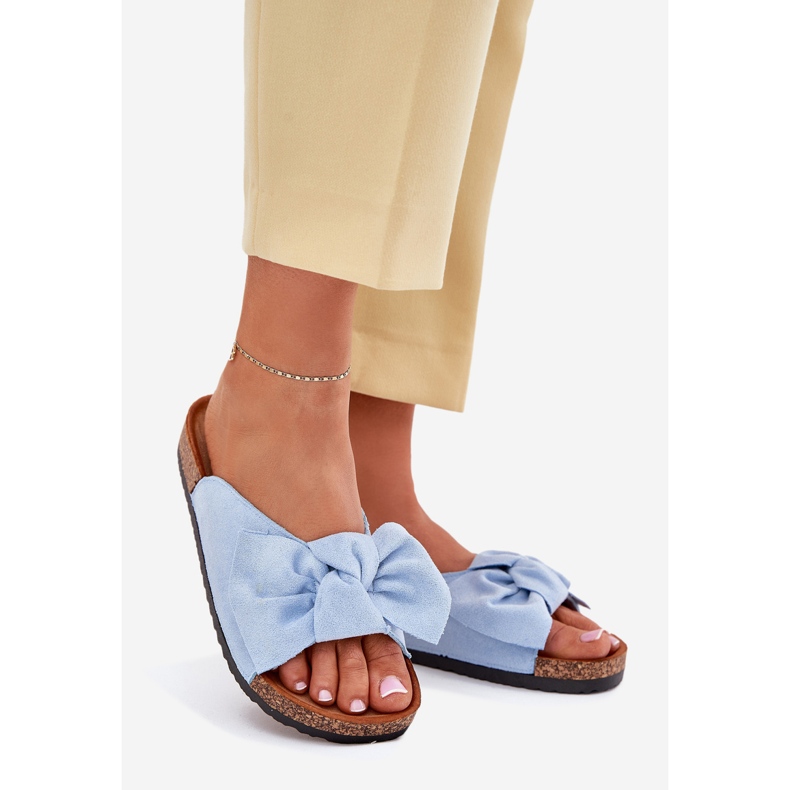 Naisten flip flops korkin pohjalla sinisellä jousella sininen 1