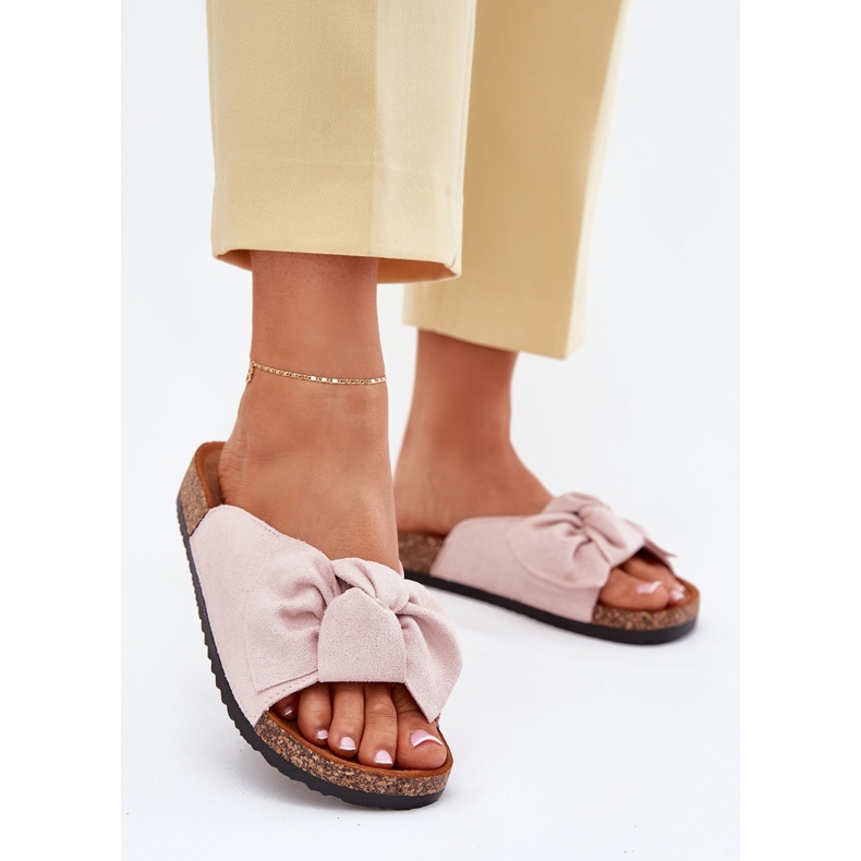 Naisten flip flops korkin pohjassa vaaleanpunaisella keulalla vaaleanpunainen 2