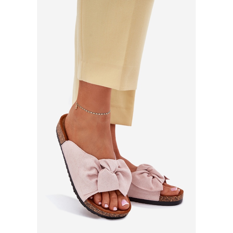 Naisten flip flops korkin pohjassa vaaleanpunaisella keulalla vaaleanpunainen 1