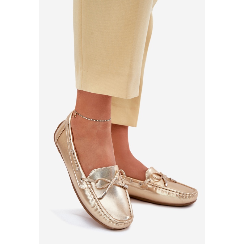 Naisten ekologinen nahkainen kultaiset leipät keulalla kultainen 1