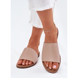 EVento Naisten nahka litteä beige flip flops 3