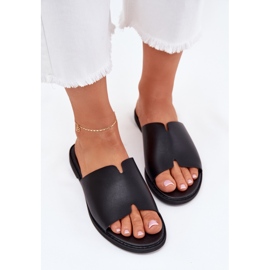 EVento Naisten flip flops flat -nested nahka musta 6