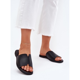 EVento Naisten flip flops flat -nested nahka musta 3