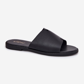 EVento Naisten flip flops flat -nested nahka musta 5