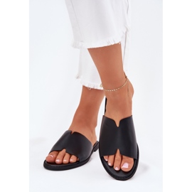 EVento Naisten flip flops flat -nested nahka musta 4