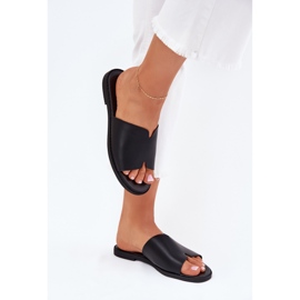 EVento Naisten flip flops flat -nested nahka musta 7