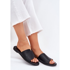 EVento Naisten flip flops flat -nested nahka musta 8