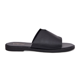 EVento Naisten flip flops flat -nested nahka musta 9