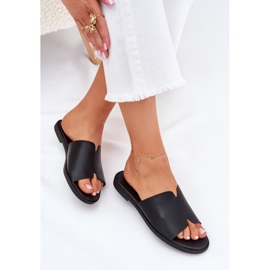 EVento Naisten flip flops flat -nested nahka musta 10