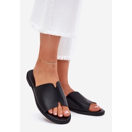 EVento Naisten flip flops flat -nested nahka musta 1 EVento Naisten flip flops flat -nested nahka musta 1