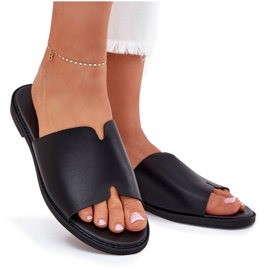 EVento Naisten flip flops flat -nested nahka musta 11