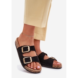 Naisten flip flops ekologisen mokkanan kultaisilla soljilla mustia soljet musta 1